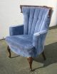 Vintage French Royal Blue Velvet Accent Chair Wingback Carved Mid - Century Modern Post-1950 photo 1