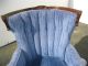 Vintage French Royal Blue Velvet Accent Chair Wingback Carved Mid - Century Modern Post-1950 photo 3