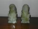 Hand Carved Pair Chinese Vintage 1940s Foo Dogs Jadeite Jade Statues Bookends Foo Dogs photo 3