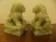 Hand Carved Pair Chinese Vintage 1940s Foo Dogs Jadeite Jade Statues Bookends Foo Dogs photo 5