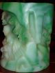 Rare Antique Chinese Glass Like Jade Jadeite Dyed Hand Carved Brush Pot Buddha Brush Pots photo 10