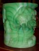 Rare Antique Chinese Glass Like Jade Jadeite Dyed Hand Carved Brush Pot Buddha Brush Pots photo 1