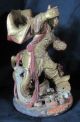 19ththc Chinese Carved Gilt Wood Figure Of Nezha Men, Women & Children photo 1