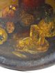 Antique Primitive Still Life Oil Painting On A Large Tin Tray Primitives photo 2
