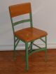 Vintage Angle Steel Industrial/factory Chair Solid Wood Seat & Back Shape Post-1950 photo 1