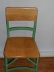 Vintage Angle Steel Industrial/factory Chair Solid Wood Seat & Back Shape Post-1950 photo 2
