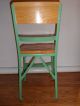 Vintage Angle Steel Industrial/factory Chair Solid Wood Seat & Back Shape Post-1950 photo 7