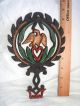 Old Cast Iron Trivet W/painted Hearts - Eagle - Leaves Stamped J.  Z.  H 1949 Trivets photo 2
