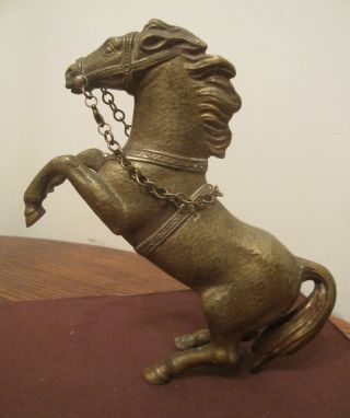 Antique Ornate 1800 ' S Solid Heavy Bronze Brass Standing Horse Figure Sculpture photo
