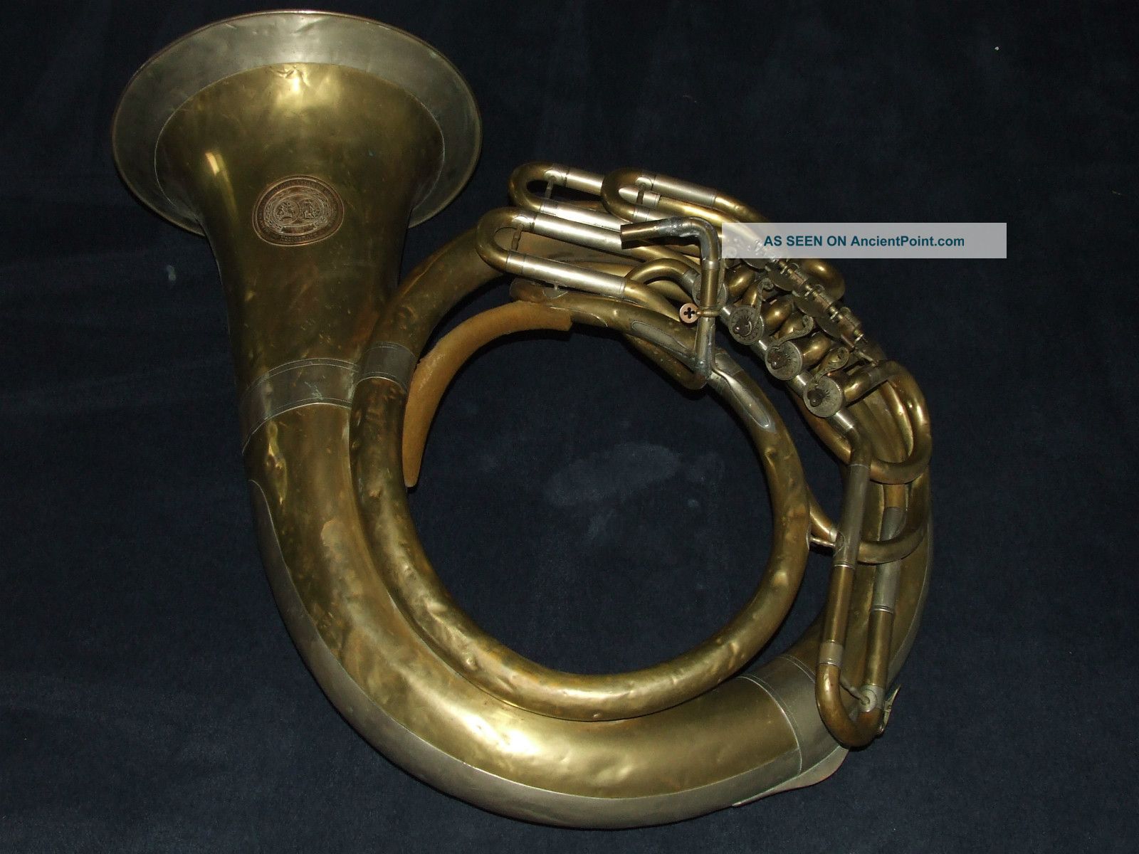 Antique V.  F Cerveny Rotary Helicon 4 Valve Brass Musical Baritone Instrument Brass photo