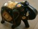 Wooden Elephant Up Trunk India Africa Camel Bone Fitted Vintage Handmade Animal India photo 3