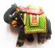 Old Vintage Hand Crafted Wooden Lacquer Painted Decorative Elephant Toy India photo 5