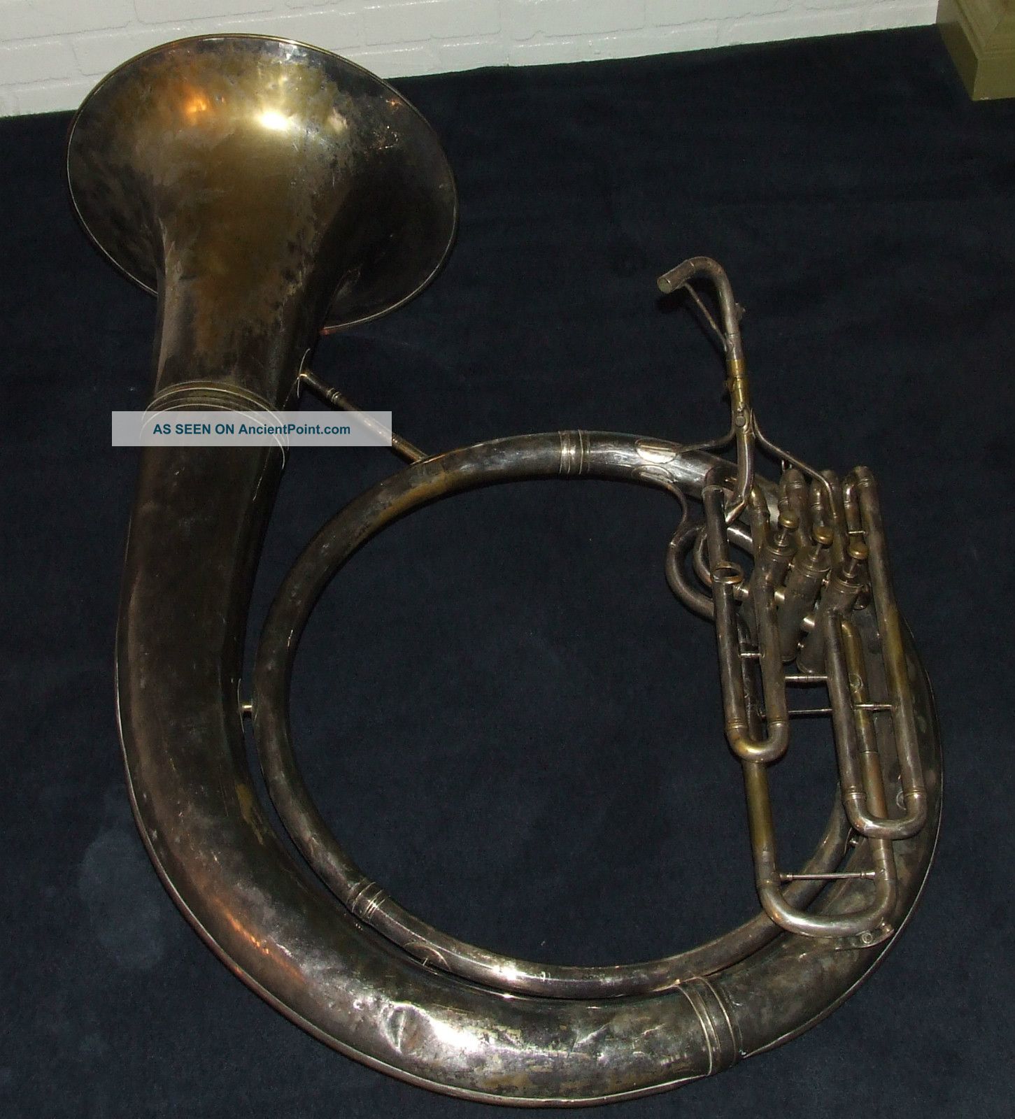 Antique C.  G.  Conn Silver Plated Tuba Sousaphone Musical Baritone Instrument Brass photo