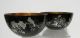 Pair Antique Japanese Lacquer And Silver Inlay Bowls Koi Fish Interior Bowls photo 1