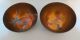 Pair Antique Japanese Lacquer And Silver Inlay Bowls Koi Fish Interior Bowls photo 2