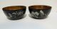 Pair Antique Japanese Lacquer And Silver Inlay Bowls Koi Fish Interior Bowls photo 8