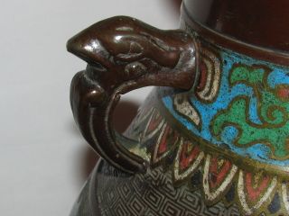 Antique Japanese Bird Cloisonne Brass Or Bronze Vase / Urn photo