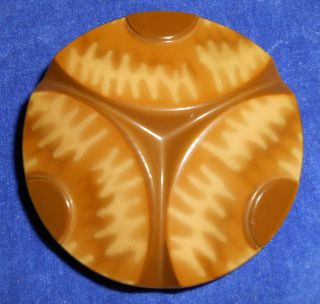 1920 - 30 ' S Art Deco Celluloid Button W/metal Backing,  Abstract Amber - Gold Colors photo
