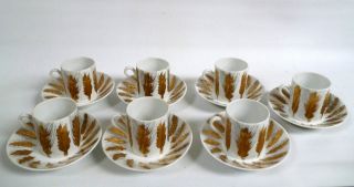 Set Of 7 1950 ' S Italian Piero Fornasetti Porcelain Coffee Cans/cups And Saucers photo