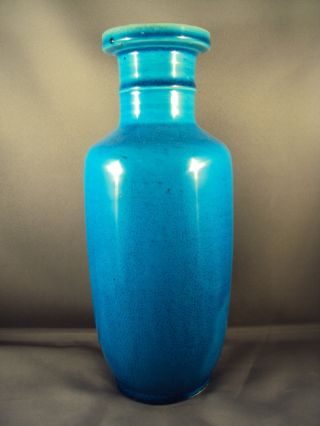 Fine Antique Chinese Turquoise Blue Monochrome Porcelain Vase Qing Dy 19th C photo