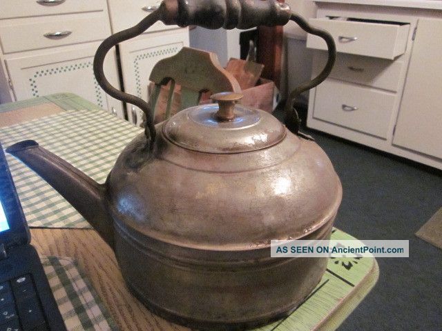 Primitive 1898 Rome 8 Tea Kettle - Mixed Metals - Old Repairs Primitives photo