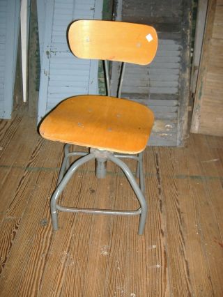 Industrial Wood Metal Retro Modern Factory Chair Office photo
