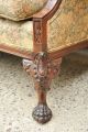 Antique Carved Mahogany Camel Hump Back Paw Claw Foot Chippendale Style Sofa Vtg 1900-1950 photo 4