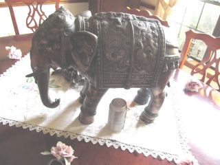 Extra Large Showpiece Antique Copper India Elephant Fully Caparisoned photo