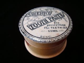 Victorian Transfer Printed Cherry Tooth Paste Pot 1880 photo