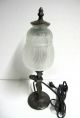 Antique Art Nouveau Bronze Woman Figural Torch Lamp W/ Frosted Glass Shade1920s Lamps photo 10