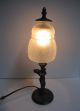 Antique Art Nouveau Bronze Woman Figural Torch Lamp W/ Frosted Glass Shade1920s Lamps photo 11