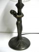 Antique Art Nouveau Bronze Woman Figural Torch Lamp W/ Frosted Glass Shade1920s Lamps photo 2