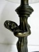 Antique Art Nouveau Bronze Woman Figural Torch Lamp W/ Frosted Glass Shade1920s Lamps photo 4