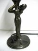 Antique Art Nouveau Bronze Woman Figural Torch Lamp W/ Frosted Glass Shade1920s Lamps photo 6