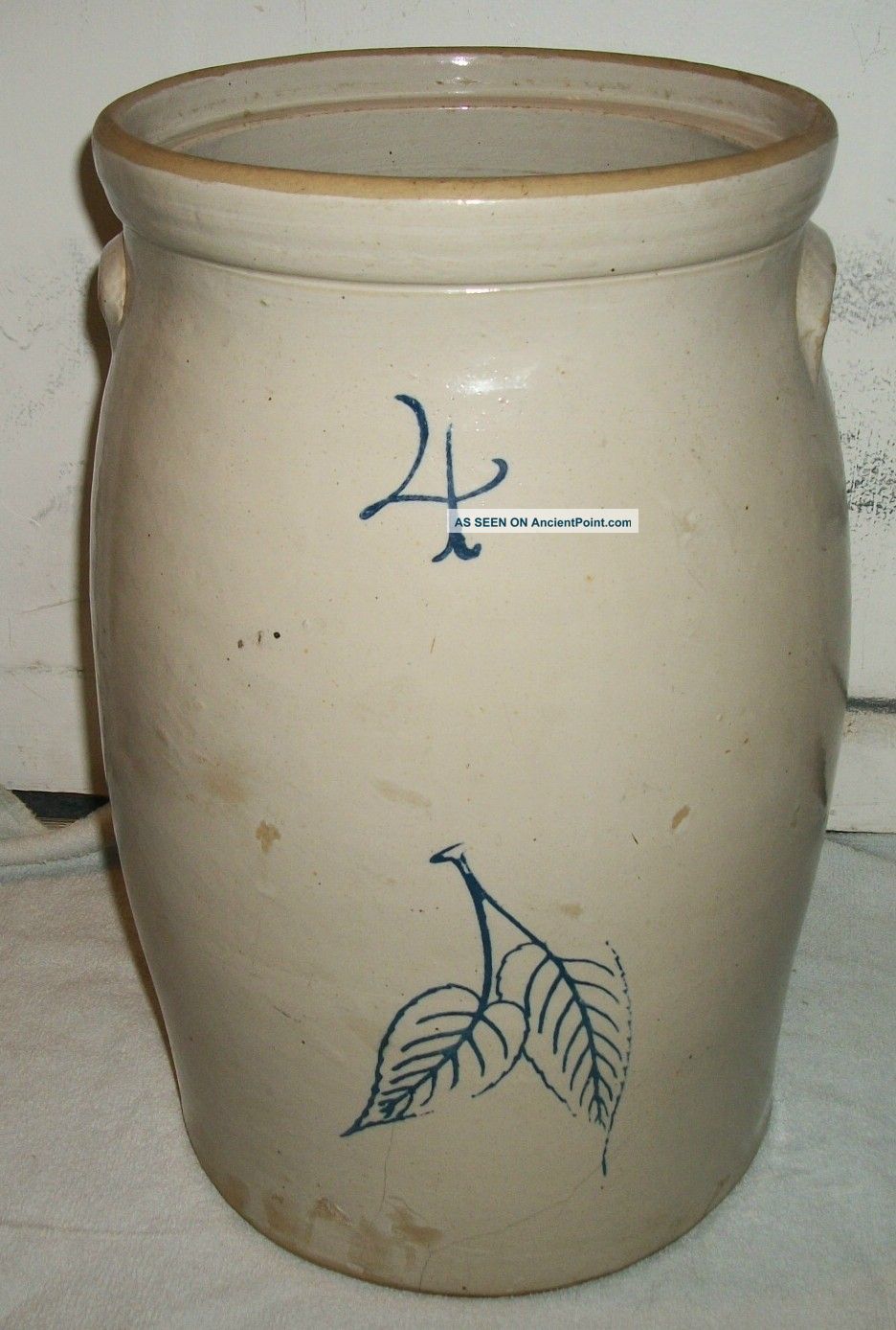 Stoneware Birchleaf Butter Churn Without Oval Red Wing Minnesota Union Primitives photo