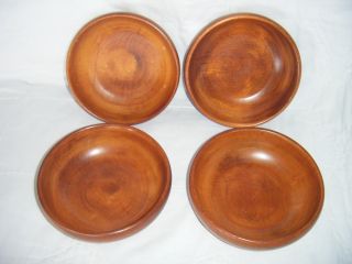 Four Primitive Munising Wood Bowls photo