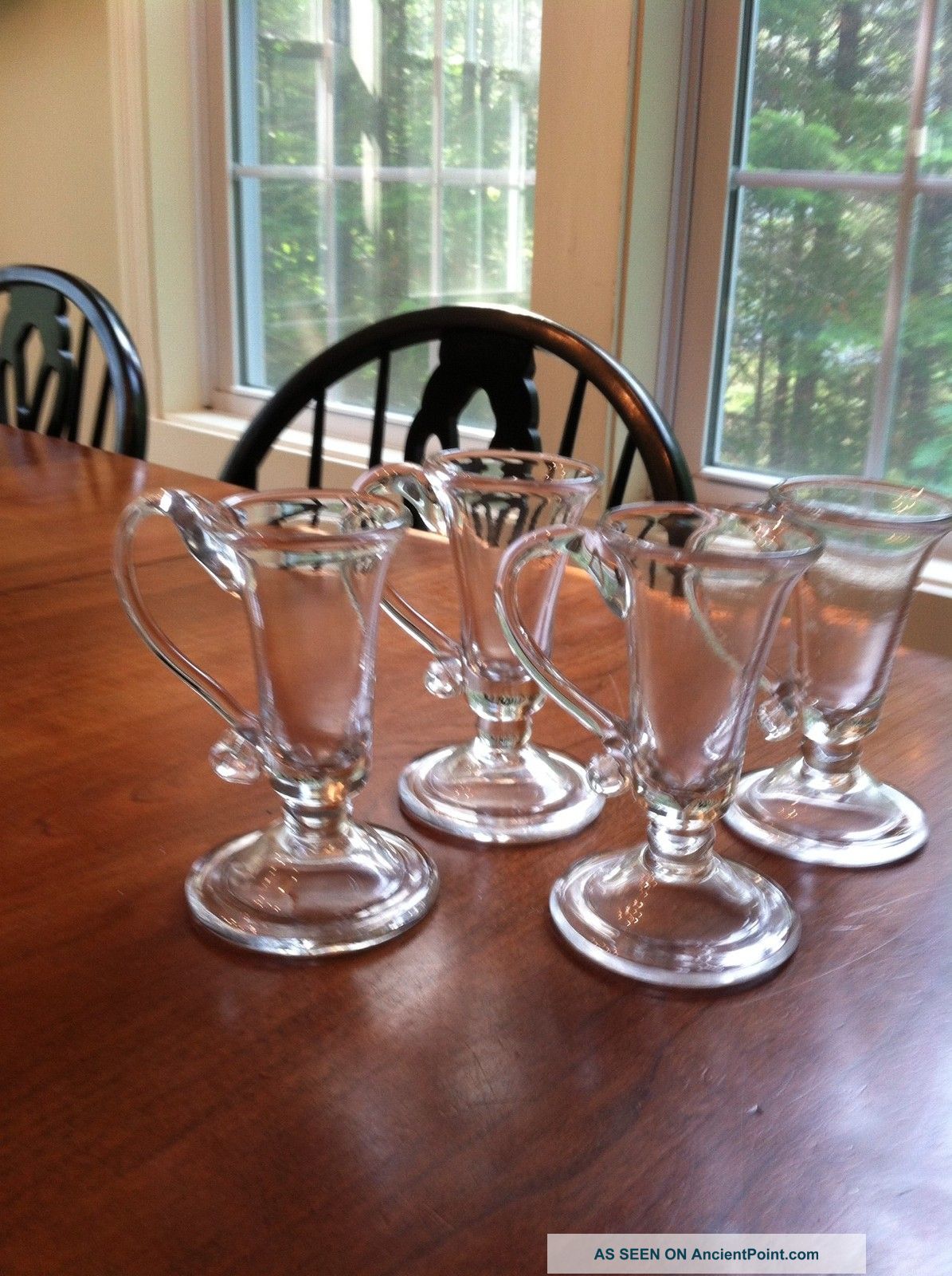 Four Clear Handblown Glass 18th C Reproduction Colonial Punch Glasses Primitives photo