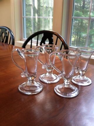 Four Clear Handblown Glass 18th C Reproduction Colonial Punch Glasses photo