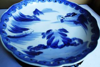 Fs02 1700s Chinese Qing Dy.  Blue White Porcelain Bowl Hand Painted Landscape10 
