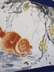Ps61 Vintage Chinese Painting Scroll Cat Chasing Crikets Water Color 53 