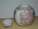 Vintage Large Chinese Porcelain Floral Enameled Tea Caddie Flower Design & Lid Tea Caddies photo 3