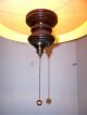 Vtg.  Large Retro 1960s Wood Brass Shaded Pendent Chandelier Swag Light Fixture Chandeliers, Fixtures, Sconces photo 9