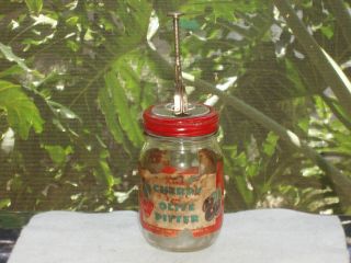Antique Krasco Cherry And Olive Pitter Chicago Il Paper Label photo