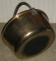 Circa 1800 ' S Spun Brass Pail Bucket W/ Stationary Wrought Handle & Copper Rivets Primitives photo 6