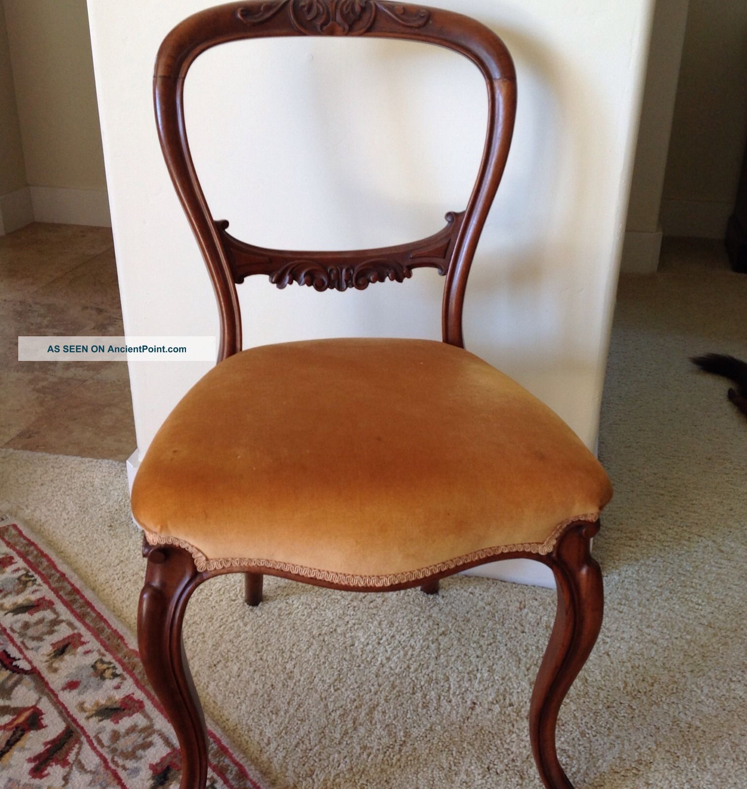 Antique Carved Round Back Wooden Chair 1900-1950 photo
