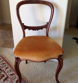 Antique Carved Round Back Wooden Chair photo