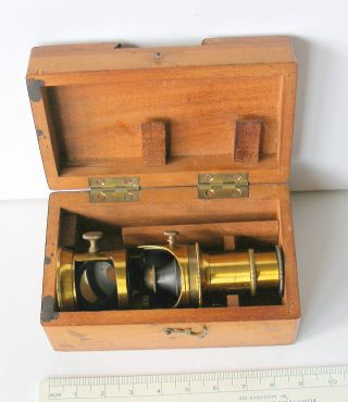 Early 19th.  C.  Cased Miniature Furnace Microscope,  By Bertrand: photo