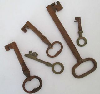 Five Rusty Antique Mortise Lock Skeleton Keys Antique Door Keys photo