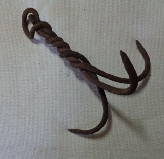Antique Twisted Handwrought Smokehouse Treble Hook photo