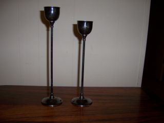 Pair Of Silver Plated Candlesticks - Made In Italy photo